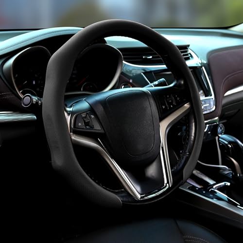 Leather Steering Wheel Cover Luxurious, Breathable, and Anti-Slip Design - Universal Fit for 15.5-16 Inch Steering Wheels - Soft, Comfortable Grip for Enhanced Driving Comfort and Safety