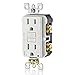 Leviton AFCI Outlet, 15 Amp, Self Test, Tamper-Resistant with LED Indicator Light, Protection from Electrical Fires, AFTR1-W, White