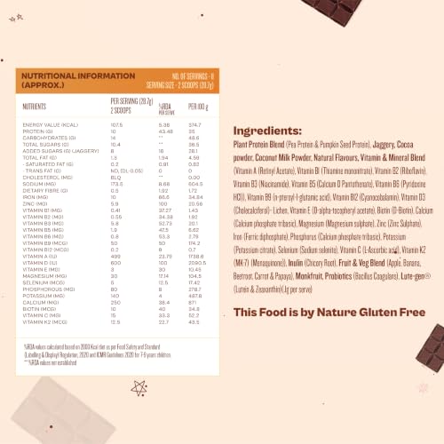 Image of Origin Kids Nutrition Mix | Ages 7-12 | 10g Plant Protein | Eye Health, Immunity & Height Growth | Chocolate Fudge, 316g | Zero Refined Sugar | Plant-Based