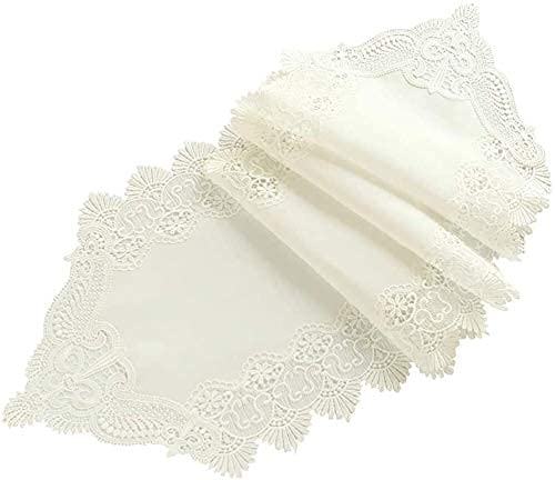 Chemin de table blanc l'art de recevoir en lin et dentelle traditionnelle