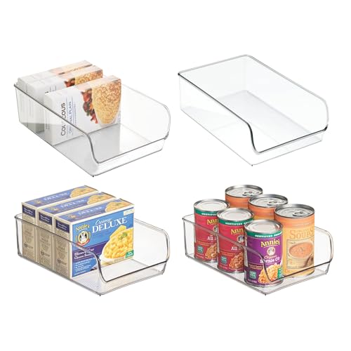 iDesign Plastic Pantry Organizer Bins – Storage Bin for Cabinets or Fridge – Set of 4 – Clear