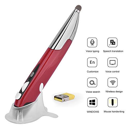 hj Wireless Mouse PR-06S-4 Teclas del ratón óptico inalámbrico Inteligente con función de Pluma de la Aguja, Voz de Soporte de Operación/Traducción (Gris) Ratón ergonómico (Color : Red)