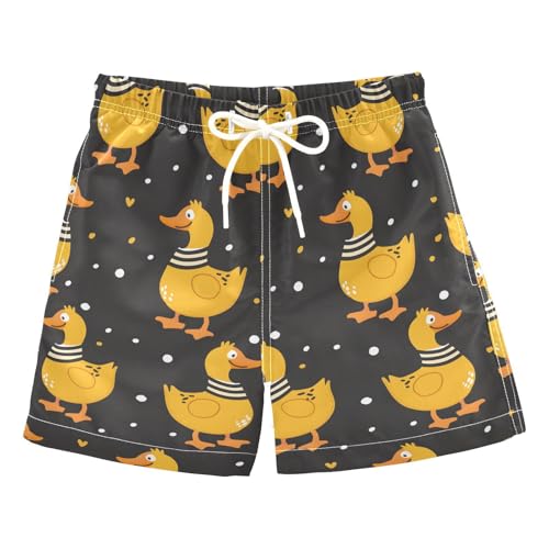 ALAZA Duck Heart Polka Dots Boys' Swim Trunks Beach Shorts Quick Dry Swimsuit 3T