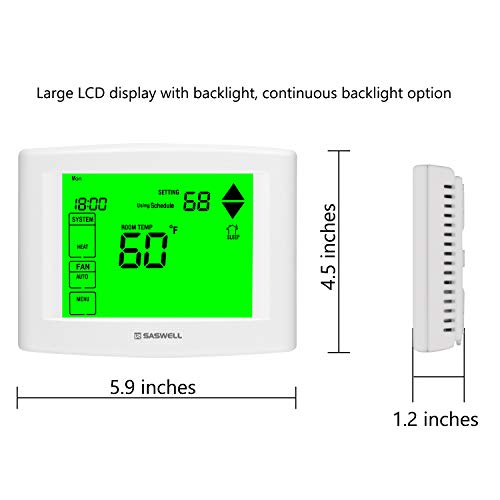 7 Days Programmable Touch Screen Thermostat For Home, With Large Digital Display, Easy To Read, Dual Powered,3 Heat 2 Cool,Saswell Sas6000Utk-7. #TOP5