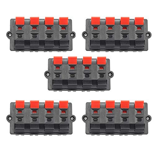 Tegg 5 PCS 8 Position 2 Row Push Release Connector Plate Stereo Speaker Terminal Strip Block