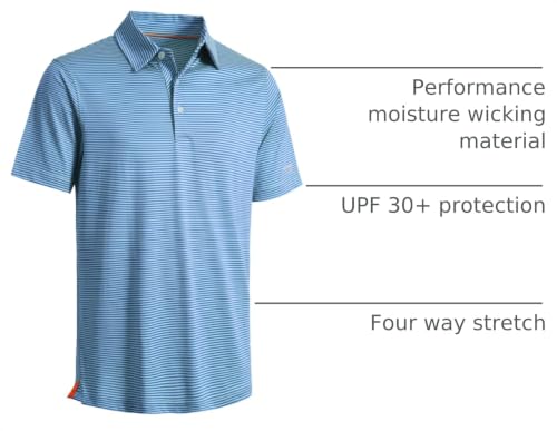 Image of Men's Golf Polo Shirts Short Sleeve Striped Performance Moisture Wicking Dry Fit Golf Shirts for Men