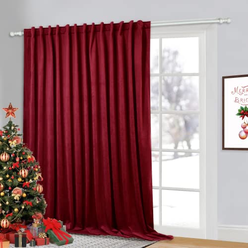 StangH Red Velvet Curtains Extra Wide - Room Darkening Privacy Theater Curtains, Holiday Decor Backdrop Curtains for Movie Room/Display Window/Church, Red, Wide 100 x Long 84 inches, 1 Panel by StangH - Used condition - US$39.58