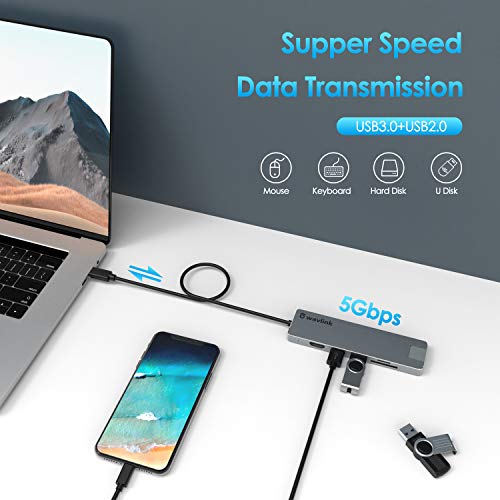 Usb C Hub, Wavlink Usb C To 4K Hdmi Display With Gigabit Ethernet, Sd/Tf Card Reader,Usb Ports, 100W Pd For Usb C Laptops And Type C Devices #TOP3