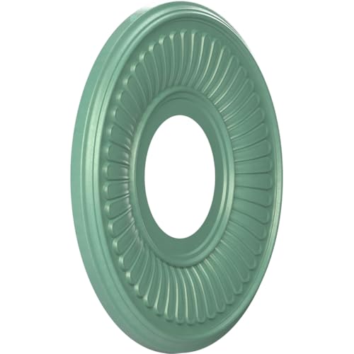 Image of Ekena Millwork CMP10BEFSM Berkshire Thermoformed PVC Ceiling Medallion (Fits Canopies up to 4 1 /2 inch), 10 inchOD x 3 1 /2 inchID x 3 /4 inchP, Universal Pearl Metallic Sea Mist