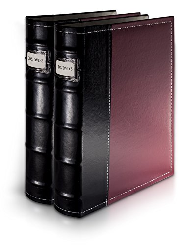Bellagio-Italia Burgundy DVD Storage Binder Set - Stores Up to 96 DVDs, CDs, or Blu-Rays - Stores DVD Cover Art - Acid-Free Sheets