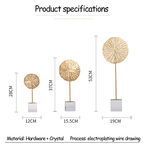 QULONG Moderne metalen Lotus blad ornamenten, ronde Home Desktop Decoratie, Sculpturen voor woonkamer Moderne koperen kleur galvaniseren draad tekening veranda, 53x19cm - Afbeelding 4