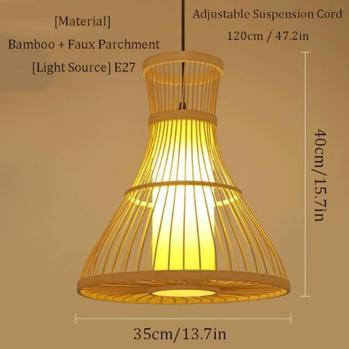 Lámpara de bambú hecha a mano con base E27 para dormitorio 6