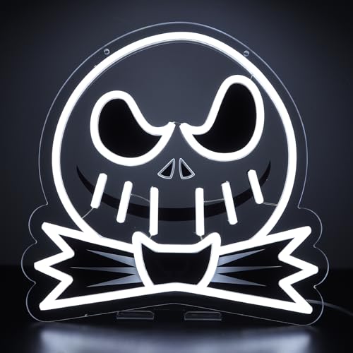 Image of Pugna Skeleton Pumpkin Skull Neon Signs for Wall Decor Neon Lights for Bedroom Led Signs Suitable for Dormitory Man Cave Christmas Gift