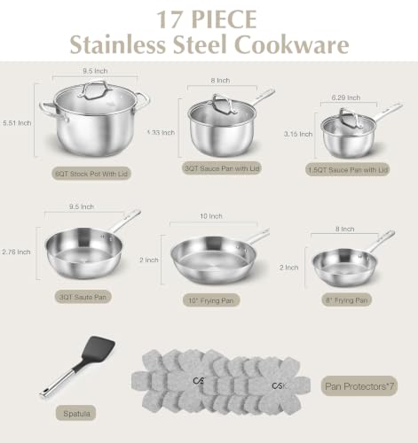 Image of KOCH SYSTEME CS Stainless Steel Cookware Set 17 Piece with Triply Base