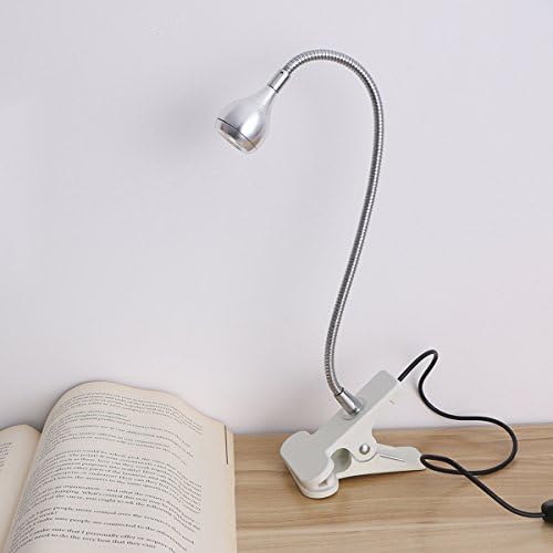 LEDMOMO Clip Lamp Clip On LED Reading Light for Studying/Working/Sleeping with Clip and On/Off Switch Pure White Light (Silver)