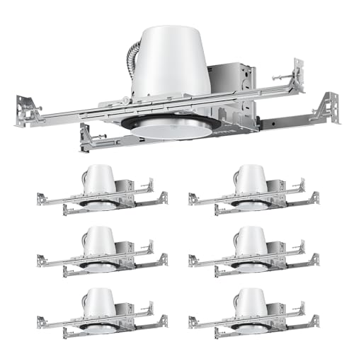 Anyhome 4 Inch Recessed Lighting Housing 6 Pack, New Construction