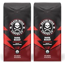 Death Wish Coffee,全豆深烤 - 美国有机咖啡豆束/散装 - 公平贸易阿拉比卡和罗布斯塔 - 16 盎司 2 件装
