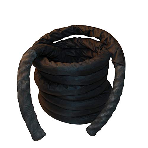 Image of AZUKA Battle Rope 50FT | Heavy Polypropylene Workout Rope with Protective Sleeves | 1.5 Inch Diameter (Black)