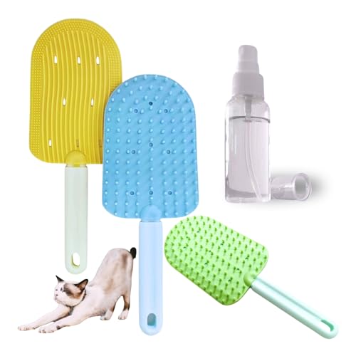 Cat Brush,2-in-1 Soft Cat Brush,Pet Brushes for Shedding,Soft Comb,Cat Brush for Shedding,Short or Long Haired Cats,Pet Grooming,Bath and Massage Brushes,Pet Hair Removal Tool(3 pcs)