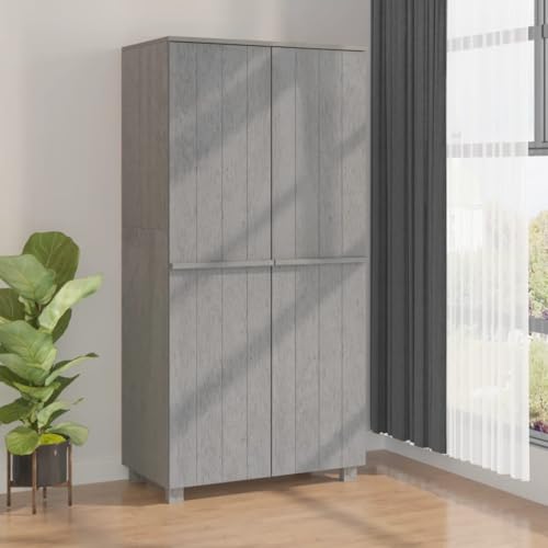 Nqyjm Armario HAMAR gris claro 89 x 50 x 180 cm madera maciza de pino armario para dormitorio
