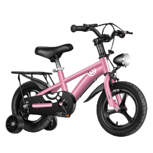 Lapakey子供用自転車 3?12歳 子ども自転車 12/14/16/18インチ 補助輪付き LEDライペダルとハンドブレーキ付き 高さ調節可能 高炭素鋼素材 安全で耐久性があり 男の子 女の子 キッズバイク 誕生日プレゼント (12インチ,ピンク:ワン
