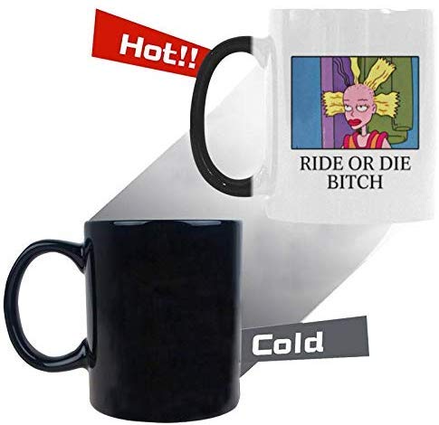 R&H Ride or Die Bitch Coffee Mug - Funny Quote Mug Morphing Changing Color Heat Reveal Coffee Tea Cup (11oz)