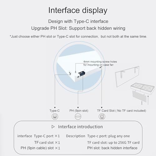 Image of WOWNOVA 12.3 inch Universal Screen for PC Build, PC Temperature Display Mini Monitor, LCD Screen Inside PC Case with Screen, Computer Case Accessories Mini LCD Screen for Gaming Desktop (Black)