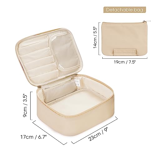 Image of Travel Makeup Bag Large Cosmetic Bag Make up Case Organizer for Women and Girls, C Brown