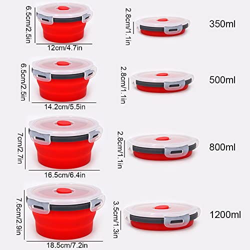 Collapsible Bowls For Camping Rv Kitchen Accessories - 4Pc Round Silicone Food Storage Containers Refrigerator Organizer With Lid - Bpa Free, Safe For Microwave Dishwasher Freezer, Motorhome Solutions #TOP1