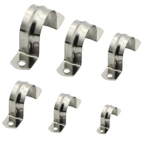 Preisvergleich Produktbild 60 Stück Edelstahl-Rohrschellen,Rohrschelle Befestigungsschelle Pipe Clamp, U-Rohrschelle Schlauchschelle,U-förmige Sattelklemme 2-Loch-Rohrschellen,for attaching the holder of water pipe and gas pipe