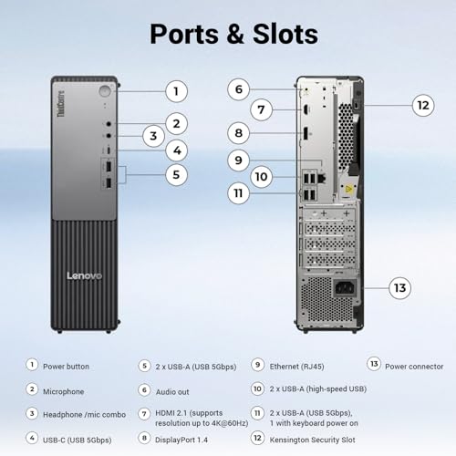 Lenovo ThinkCentre Neo 55s SFF Business AI Desktop, AMD Ryzen 7 250 (up to 5.10 GHz), 16GB DDR5, 512GB SSD, Support 2-Monitor 4K, DP, HDMI, Wired KB & Mouse, Wi-Fi, Windows 11 Pro, Flash Drive Bundle - image 8