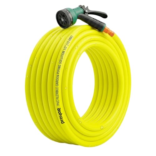 Image of Prayag Garden Pipe 15 Meter(49.21 Feet) | Flexible PVC Water Hose Pipe for Gardening, Car Wash & Home Cleaning | Lightweight & Durable (Plain - Milky Yellow(15Meter, 0.5 Inch))
