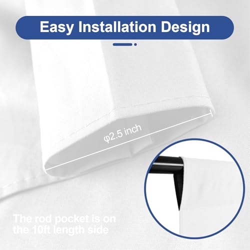 Image of EMART10x7 ft White Backdrop for Photography, Large Party Photo Background Curtain Drapes, Washable Polyester Fabric Back Drop Screen Sheet for Birthday Video Studio Portrait Photoshoot