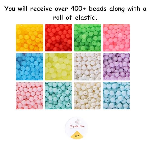 Image of ambitieux Bracelet Making Craft Kit 12 Types Of Colorful 400+ Pcs Of Plastic Beads With Elastic -(Colorfull With 8 Mm) (8 MMMatt Beads),Multicolor