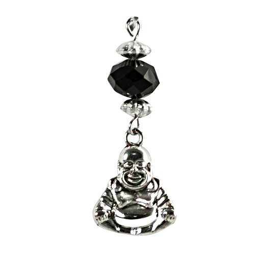 Buddha Charm on Chrome Tweezer Style Clit Clamp with Black Faceted Bead Includes Organza Gift Storage Bag