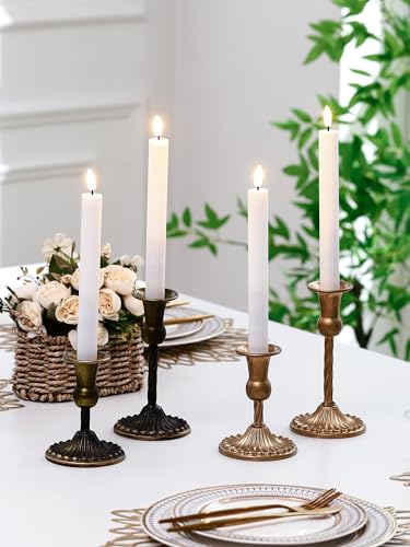 Image of Funtery 48 Pcs Flameless LED Taper Candles Battery Operated Candles Bulk Realistic LED Candlesticks Flickering for Wedding Church Party Home Decor(White,10 Inch,Elegant Style)