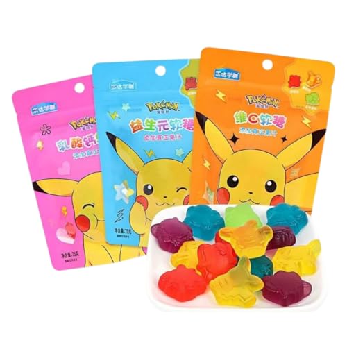 Pokémon Pikachu - Gomitas de frutas con vitamina C para niños con zumo de fruta, diseño bonito, ideal como regalo y para viajes, 150 g