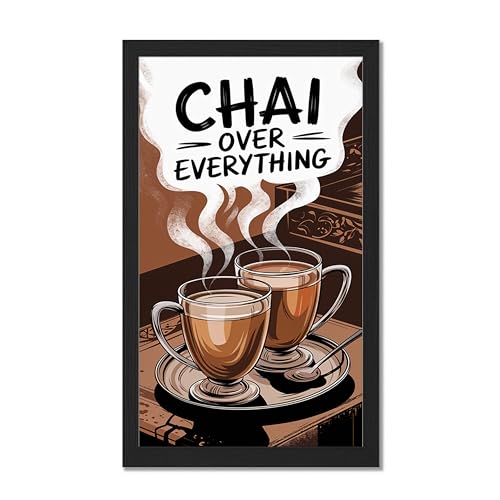 Image of NoWorries Wall art framed painting food posters for cafe decor (Synthetic wood frame) inch300 GSM premium art HD prints inch Wall painting for Home & Kitchen Decor (Pattern illustration)( Set of 1, Framed Painting) (BLACK, ART-12, 10X19INCHES)
