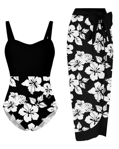 Image of UNIFACO Teen Girls Swimsuit Size 14-16 One Piece Black Bathing Suit with Mesh Cover Up Adjustable Straps Swimwear