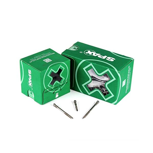 SPAX Terrassenschraube 5,0 x 50 mm Edelstahl A2 (4507000500519) 400 Stk Fixiergewinde Zylinderkopf Torx T-STAR Plus T25…