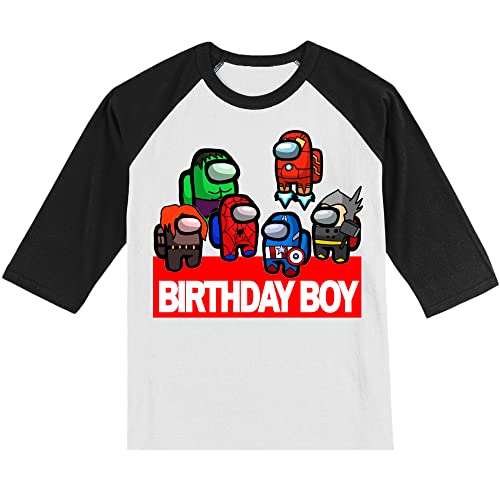Personalized Avenging Super Heroes Birthday Shirt | Handmade Decorated Shirt | Personalized with Name and Age | Unisex 3/4 Sleeve Raglan T-Shirt2