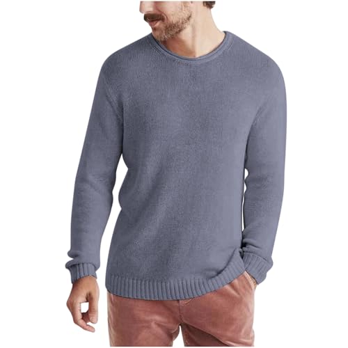 Men's Crewneck Sweaters Soft Casual Knitted Sweaters Long Sleeve Classic Fall Pullover Sweaters with Ribbing Edge2