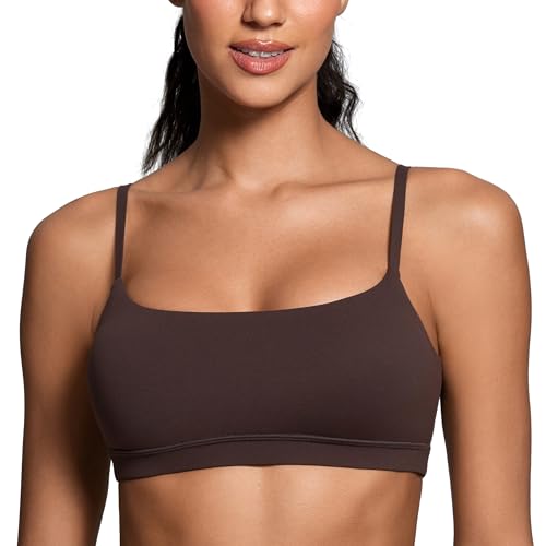 Image of CRZ YOGA Butterluxe Scoop Neck Sports Bras | Light Support, Removable Pads, Yoga, Extremely Soft, U Back, Adjustable Spaghetti Straps, for Women