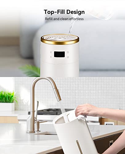 Smart Humidifiers For Large Room Bedroom, 8L Large Humidifier Works With Wifi Alexa, Ultrasonic Cool Mist Plant Air Humidifier Indoor, Top Fill Baby Humidifier, 3 Speed Humidistat, Timer, White/Gold #TOP7