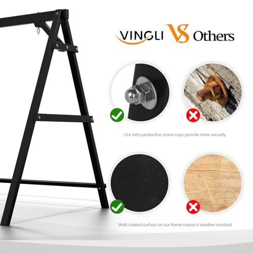 Image of VINGLI 6.2FT Wooden Porch Swing Frame for 4FT Swing, Black
