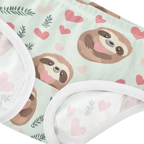 Wusikd Cute Sloths Pink Hearts Leaves Girls' Underwear Cotton Girls Briefs Soft Toddler Underwear 2T4