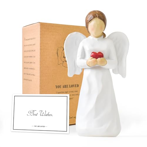 Figuras de Ángeles con corazón en forma de de la Guarda para Mujeres, Estatuas de Ángeles Regalos de Cumpleaños para Mamá Figuras de Ángeles Blancos Regalos de Simpatía una Esperanza Recuerdos y Amor
