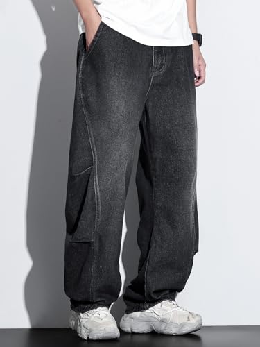 Viatabuna Men's Baggy Jeans Y2K Streetwear Plus Size Elastic Waist Wide Leg Casual Oversized Barrel Denim Pants 2XL-6XL4