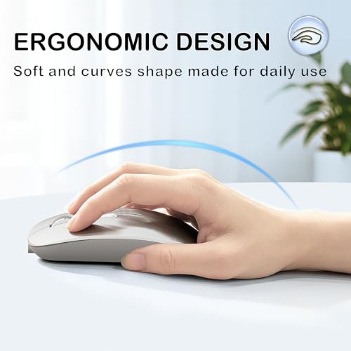 Image of FMOUSE Slim Wireless Mouse, Tri-Mode 2.4G /Bluetooth, Rechargeable - Silver