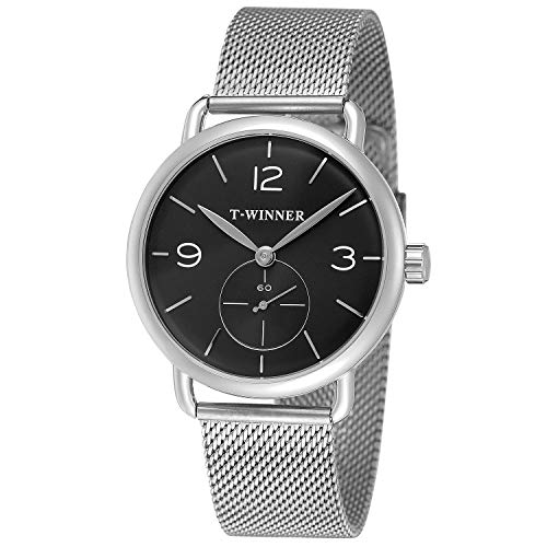 FORSINING Men's Mechanical Hand-Wind Link Bracelet Transparent Antique Analog Watch